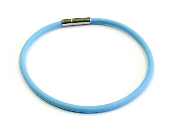 Rubber Bracelet 2 mm light blue – with click closure – different lengths