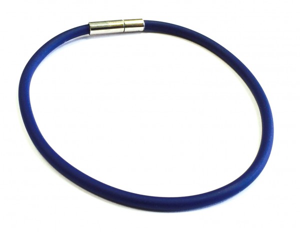 Rubber Bracelet 2 mm navy blue – with click closure – different lengths