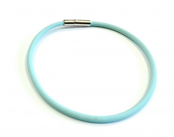 Rubber Bracelet 2 mm light turquoise – with click closure – different lengths