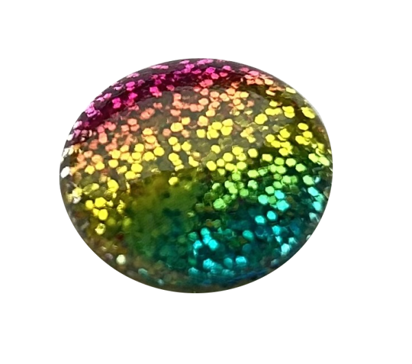 Fine glitter cabochon 16mm - rainbow colors