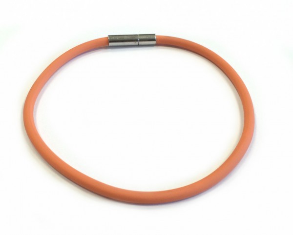 Rubber Bracelet 2 mm orange – with click closure – different lengths