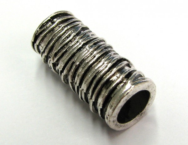 Röhre 27x12mm mit Großloch - altsilber Optik - Loch 8,2mm