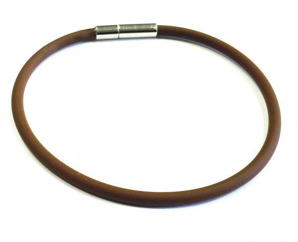 Rubber Bracelet 2 mm brown – with click closure – different lengths