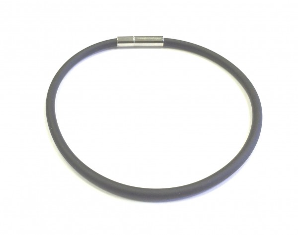 Rubber Bracelet 2 mm dark grey – with click closure – different lengths