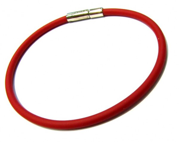 Rubber Bracelet 2 mm red – with click closure – different lengths