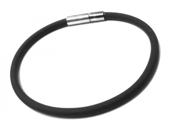 Rubber Bracelet 2 mm black – with click closure – different lengths