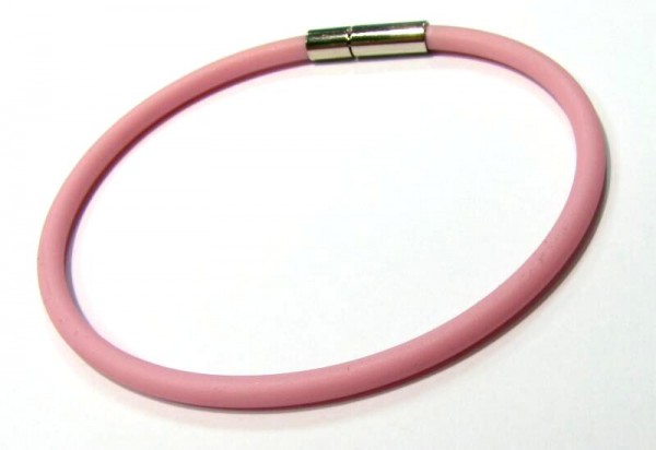 Rubber Bracelet 2 mm pink – with click closure – different lengths