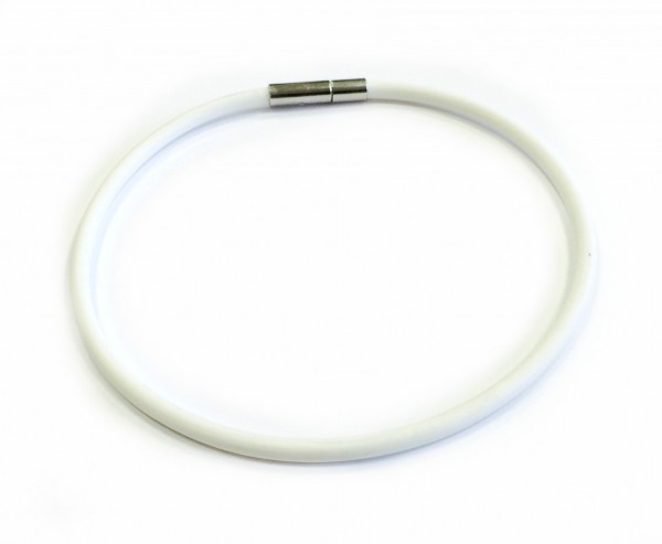 Rubber Bracelet 2 mm white – with click closure – different lengths