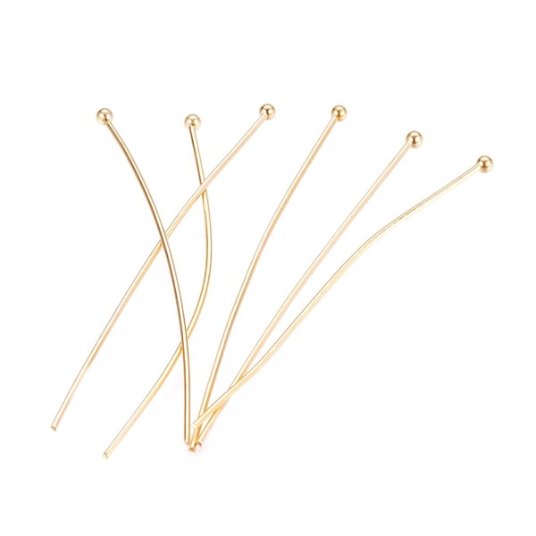 Headpins 50x0,7 mm – stainless steel gold colored – head around 2 mm – 10 pieces